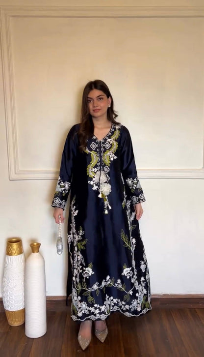 Designer Satin Rayon Kaftan Suit Set for Women