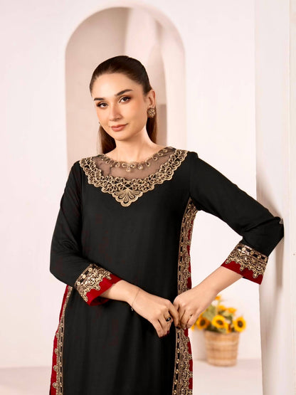 Pure Mul Chanderi Embroidered Kurti Plazzo Set with Nazmin Dupatta