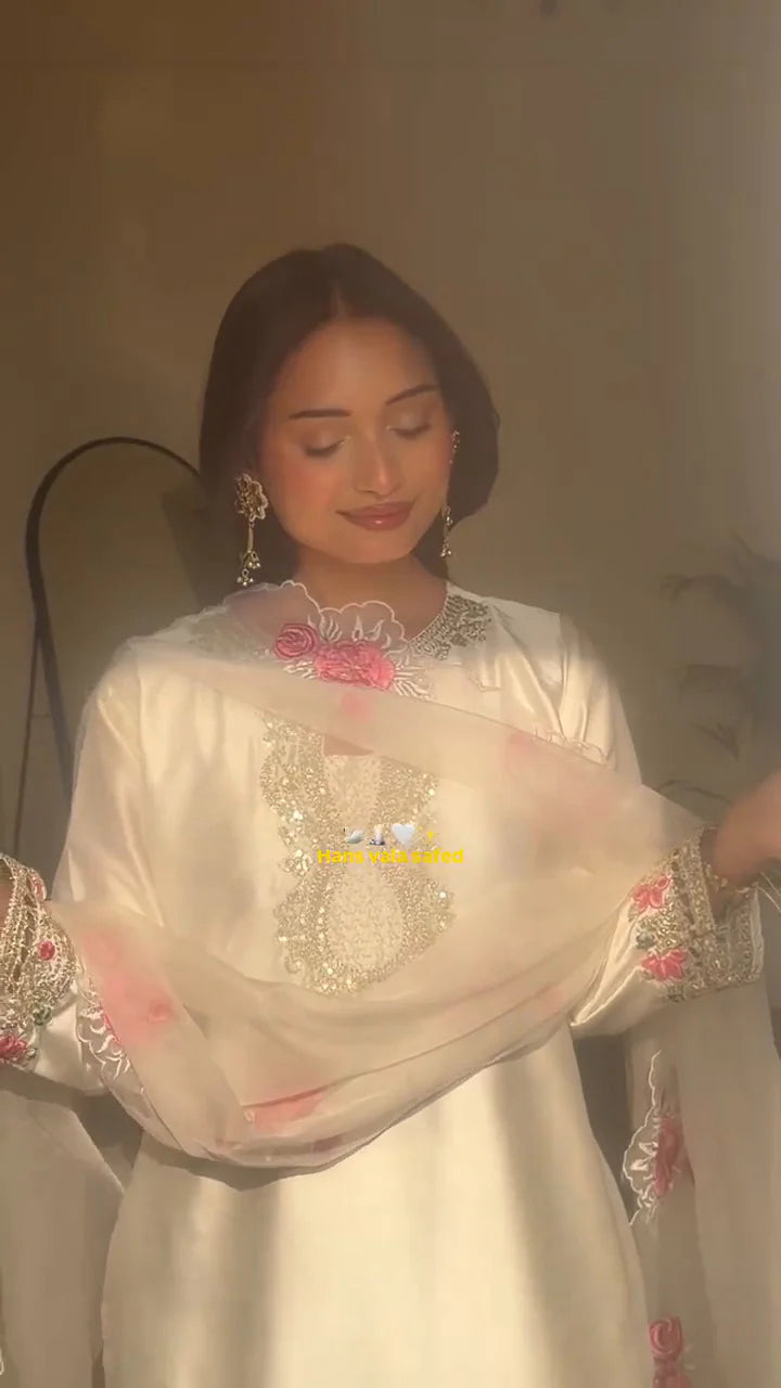 Luxury Crepe Silk Kurta Pant Set with Heavy Embroidery | Eid & Traditional Occasion Wear