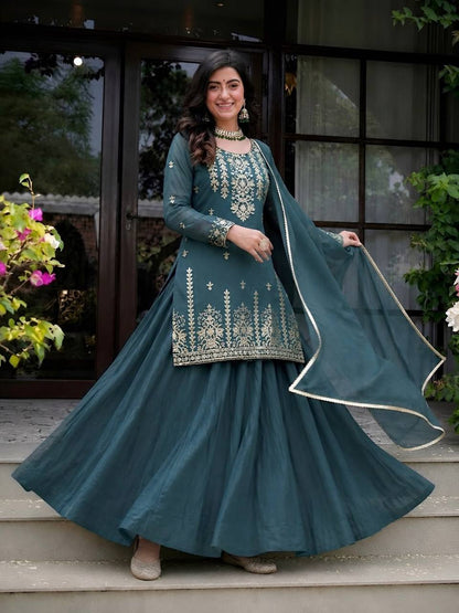 Beautiful Roman Cotton Lehenga Set with Heavy Embroidery
