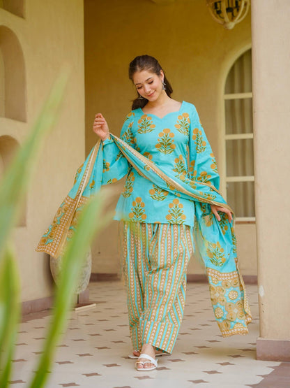 Designer Cambric Cotton Kurta Farshi Pant Co-Ord Set