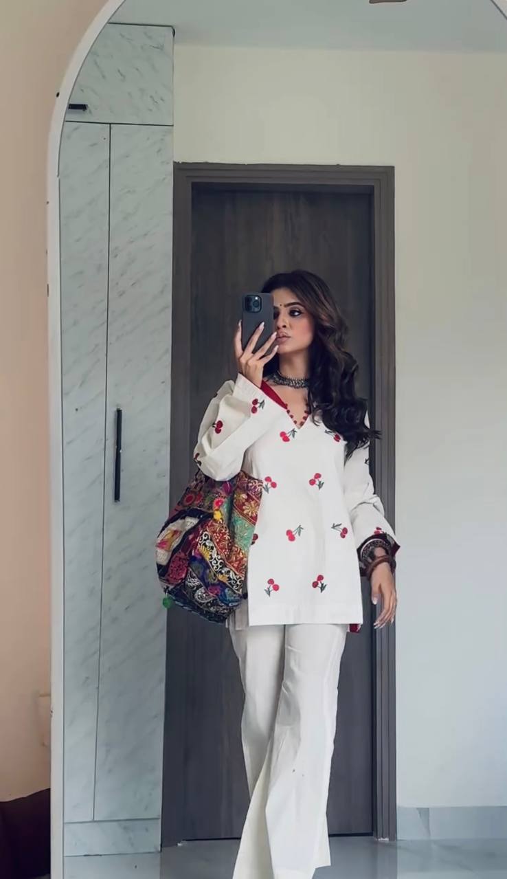 Heavy Cambric Cotton Embroidered Suit Set