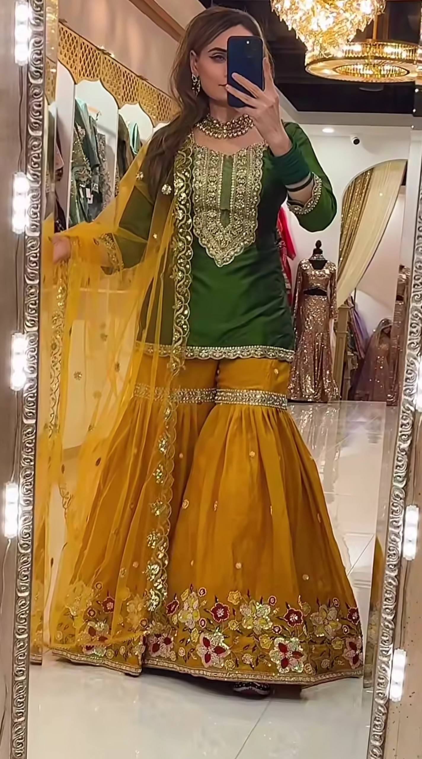 Heavy Faux Georgette Silk Embroidered Sharara Palazzo Set with Butterfly Net Dupatta