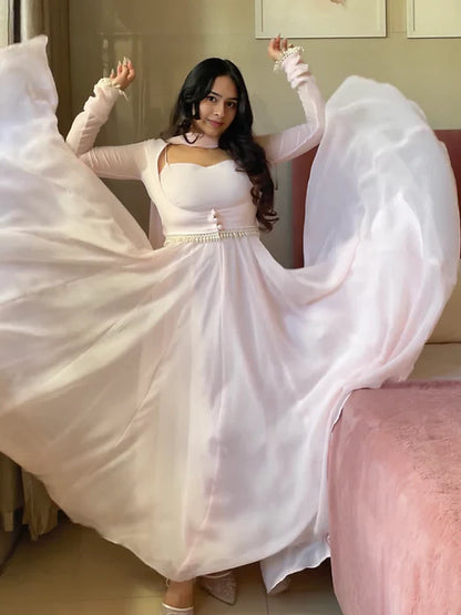 Ethereal Baby Pink Georgette Anarkali Set