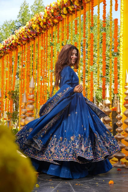 Royal Heavy Embroidered Crepe Silk Anarkali Suit Set