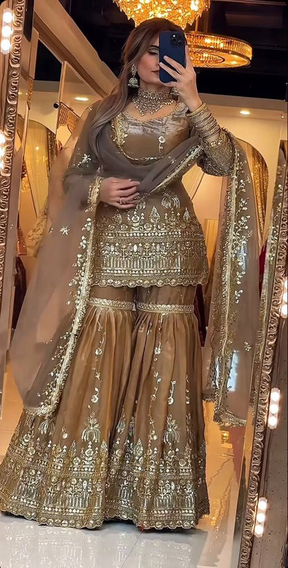 Designer Sharara Set with Heavy Sequence Work