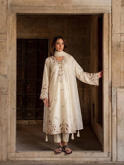 Women's Ethnic Long Kaftan Set with Sequin Embroidery