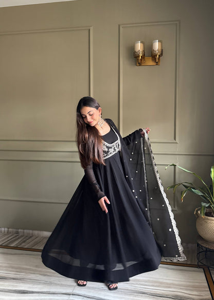 Heavy Fox Georgette Designer Anarkali Gown Set with Dupatta