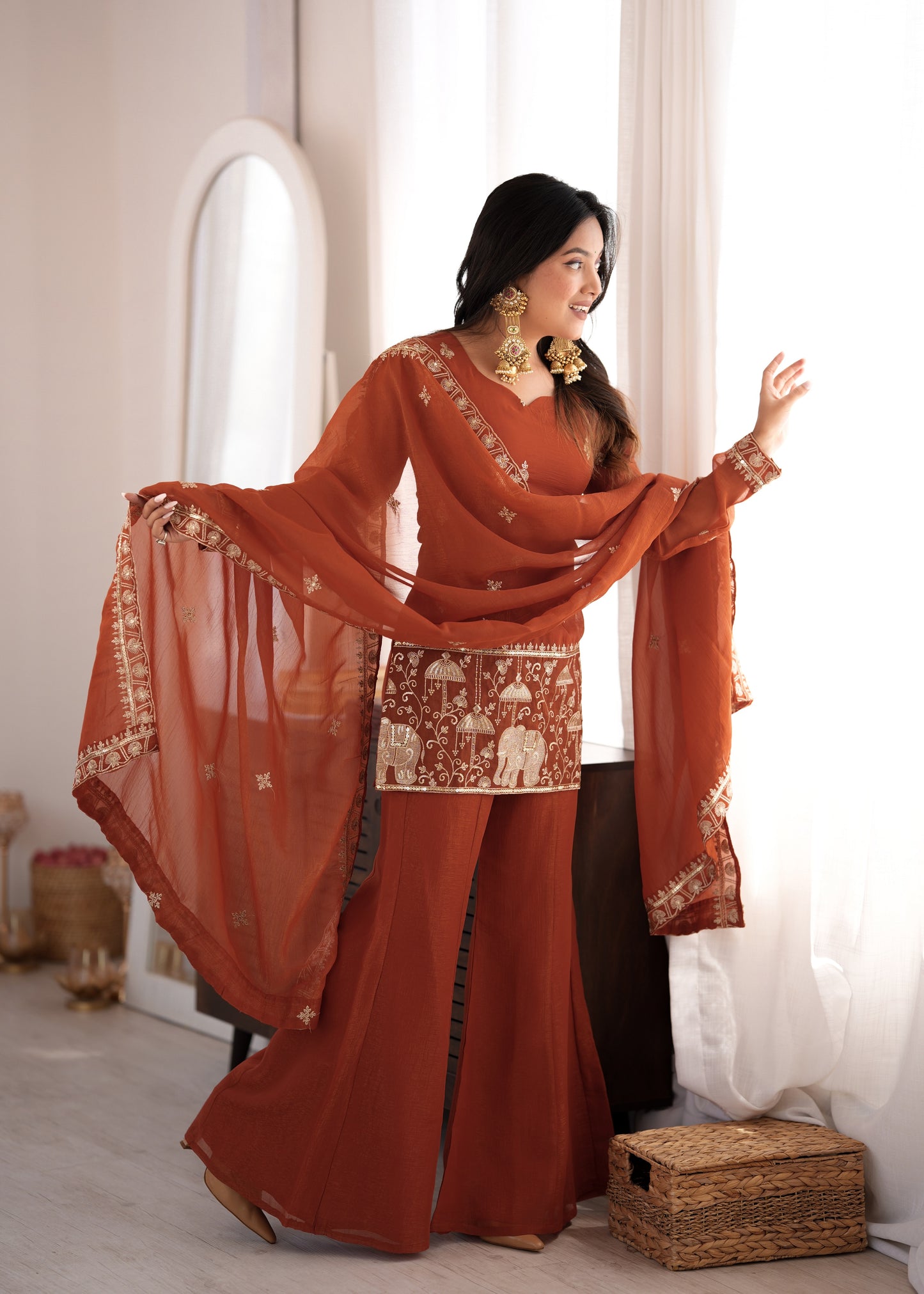 Premium Ethnic Crunchy Silk Kurta Set with Sequence Embroidery