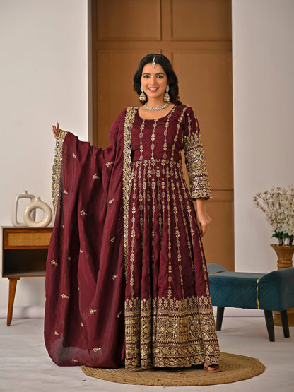 Designer Heavy Embroidered Kurta Palazzo Set with Rich Dupatta