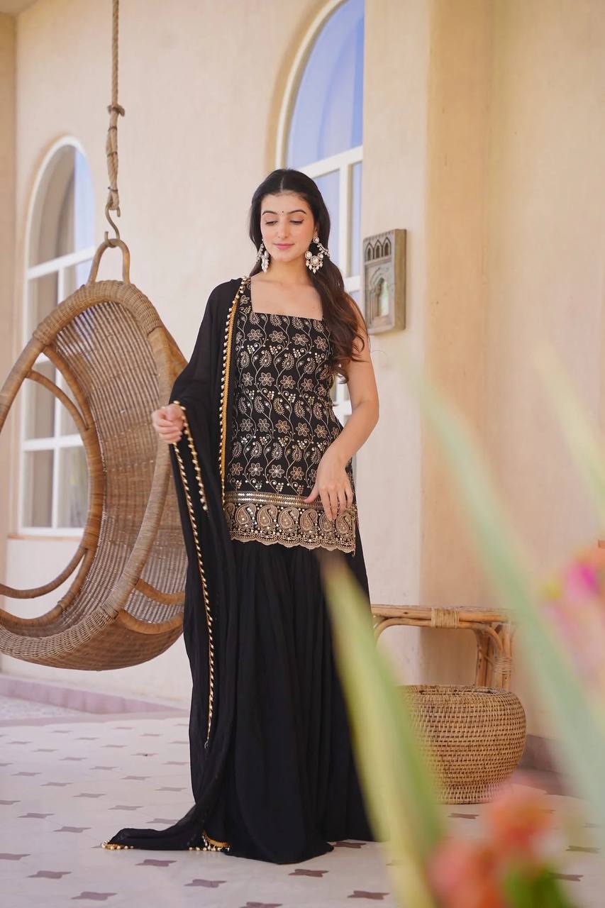 Heavy Embroidery Faux Georgette Ethnic Suit Set for Women