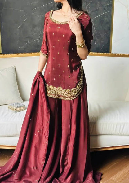 Premium Natural Crepe Silk Festive Wear Suit Set with Dupatta