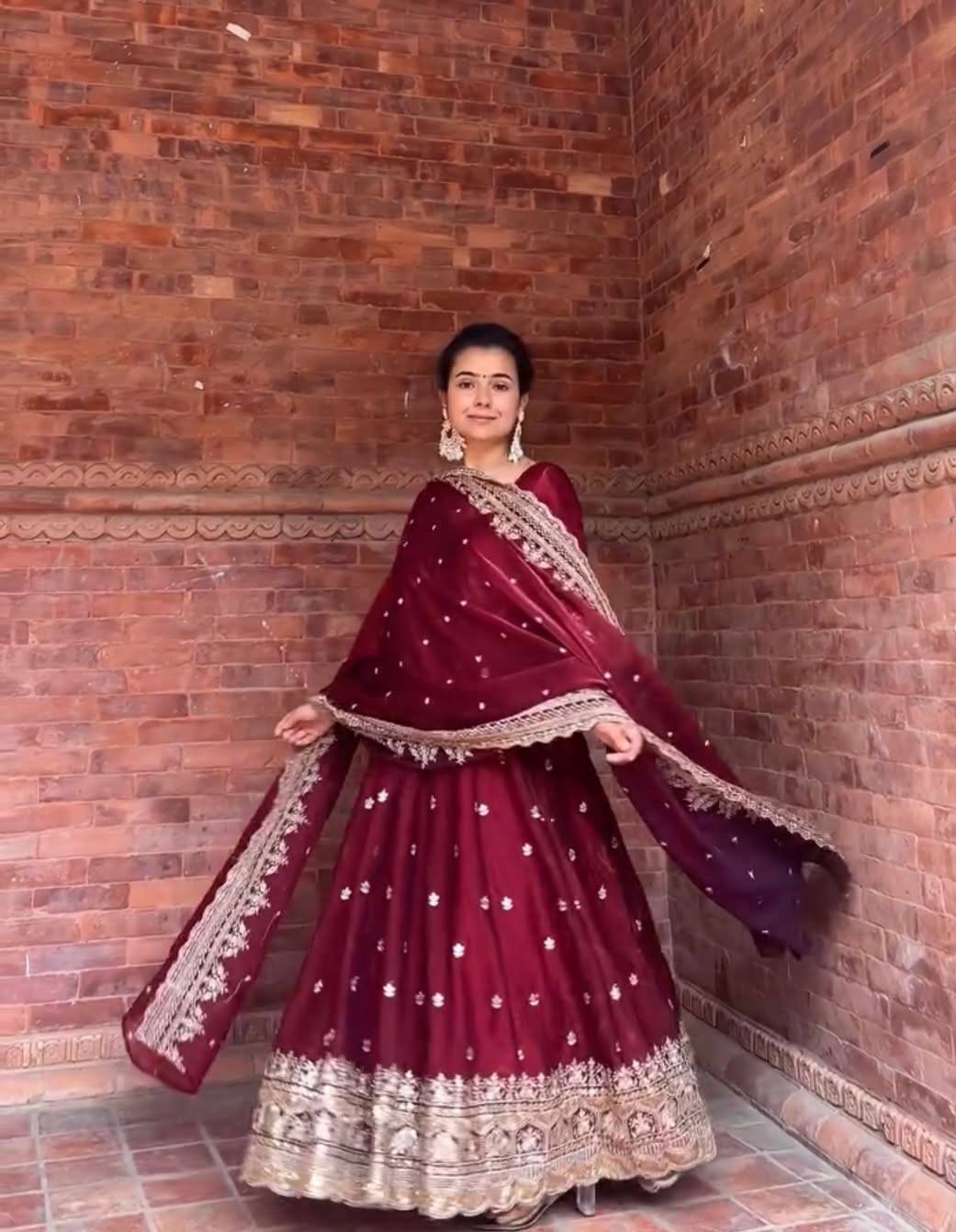 Bridal & Festive Special Maroon Anarkali Suit with Heavy Work