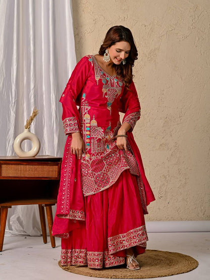 Women’s Designer Kurta Sharara Set with Sequence Embroidery