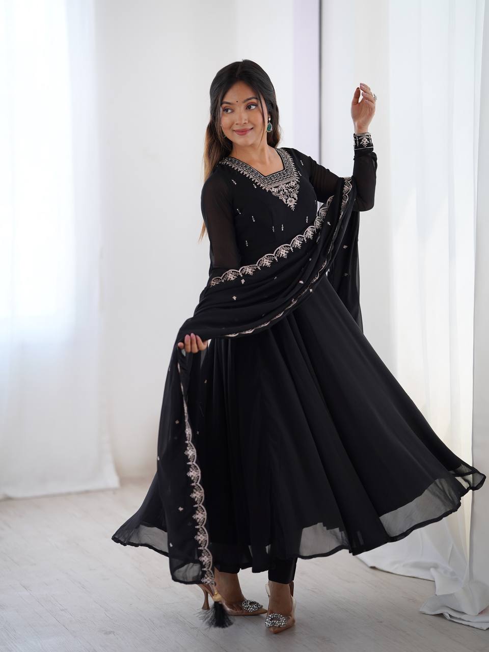 Wedding Special Designer Anarkali Suit with Heavy Flair & Fancy Dupatta