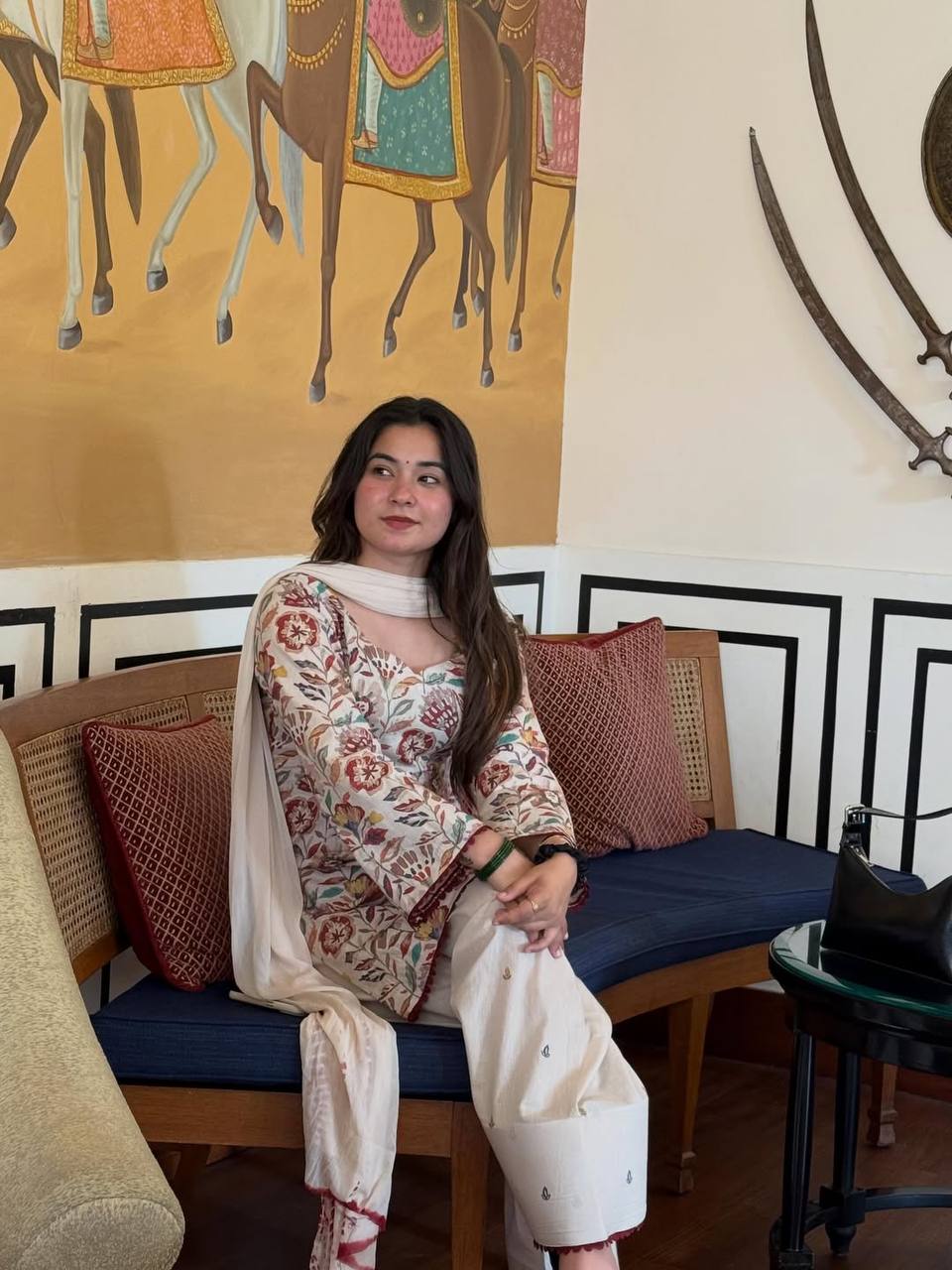 Designer Heavy Cotton Kurta Set for Women with Farshi Pant