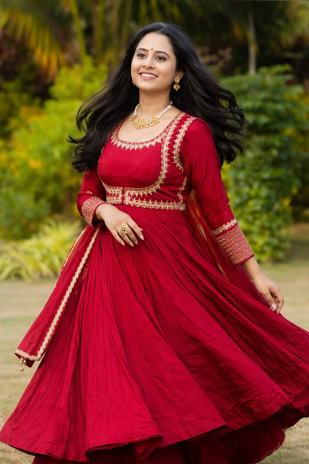 Wedding Wear Roman Silk Anarkali Suit with Palazzo & Dupatta