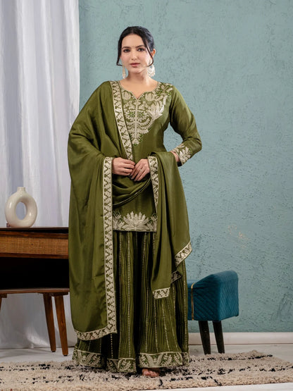 Elegant Chinnon Sharara Set with Intricate Embroidery