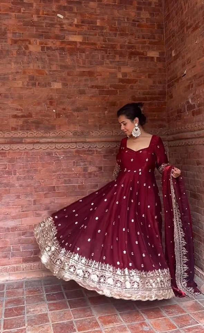 Bridal & Festive Special Maroon Anarkali Suit with Heavy Work