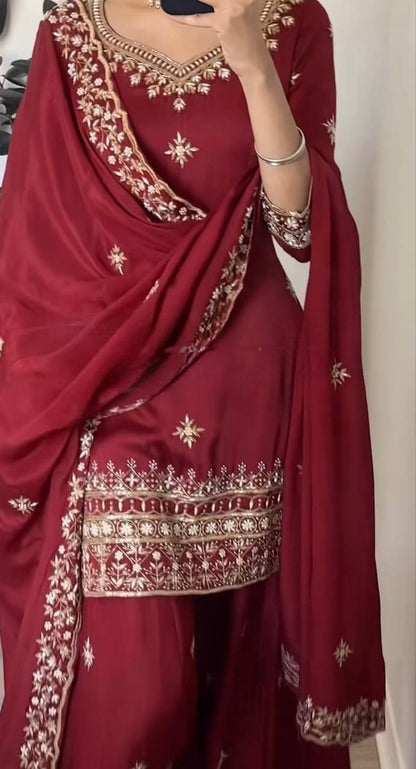 Designer Crepe Sharara Set with Sequence Work