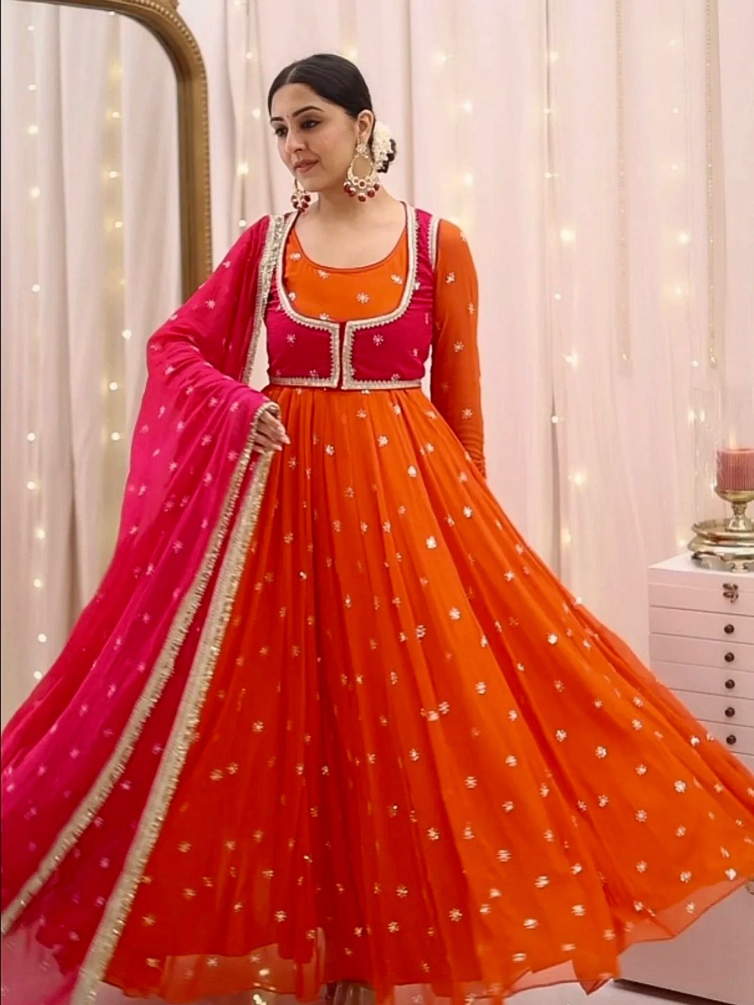 Heavy Embroidered Anarkali Gown Set with Koti