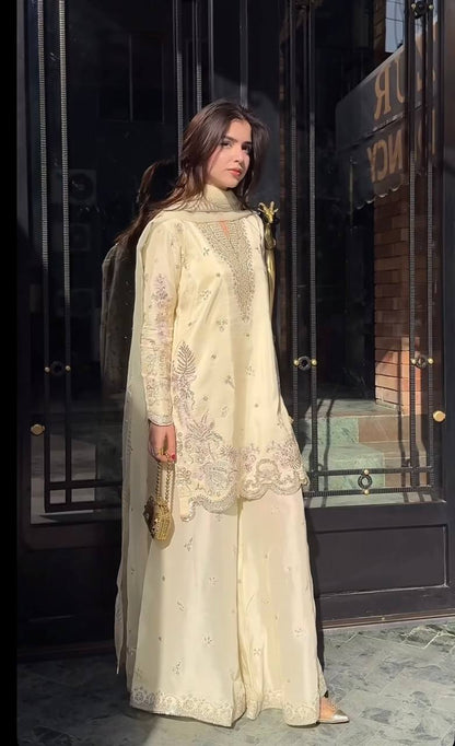 Festive Special Crepe Silk Suit with Heavy Sharara