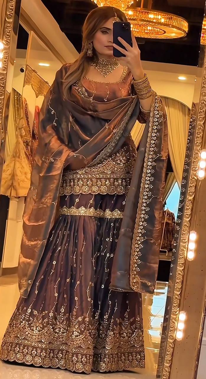 Designer Sharara Set with Heavy Sequence Work