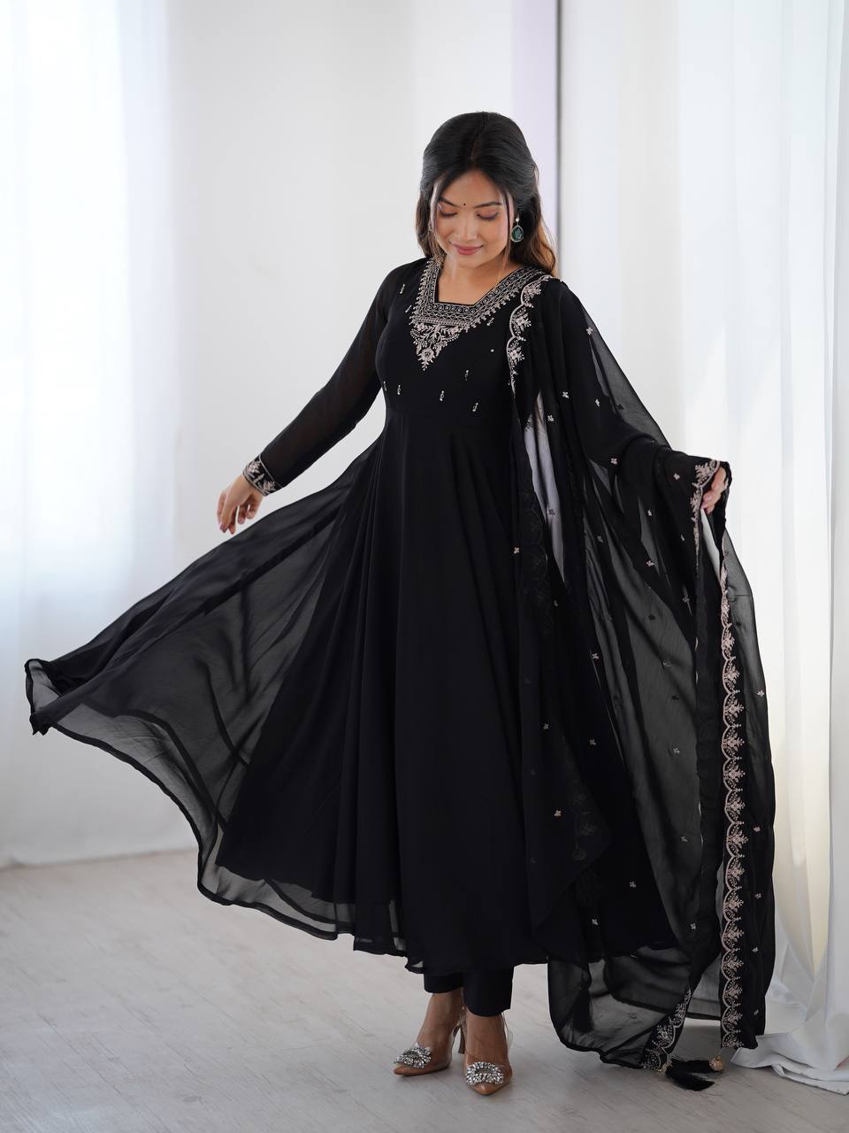 Wedding Special Designer Anarkali Suit with Heavy Flair & Fancy Dupatta