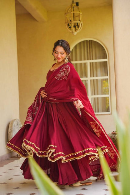 Royal Look Roman Silk Anarkali Suit Set | Fully Stitched