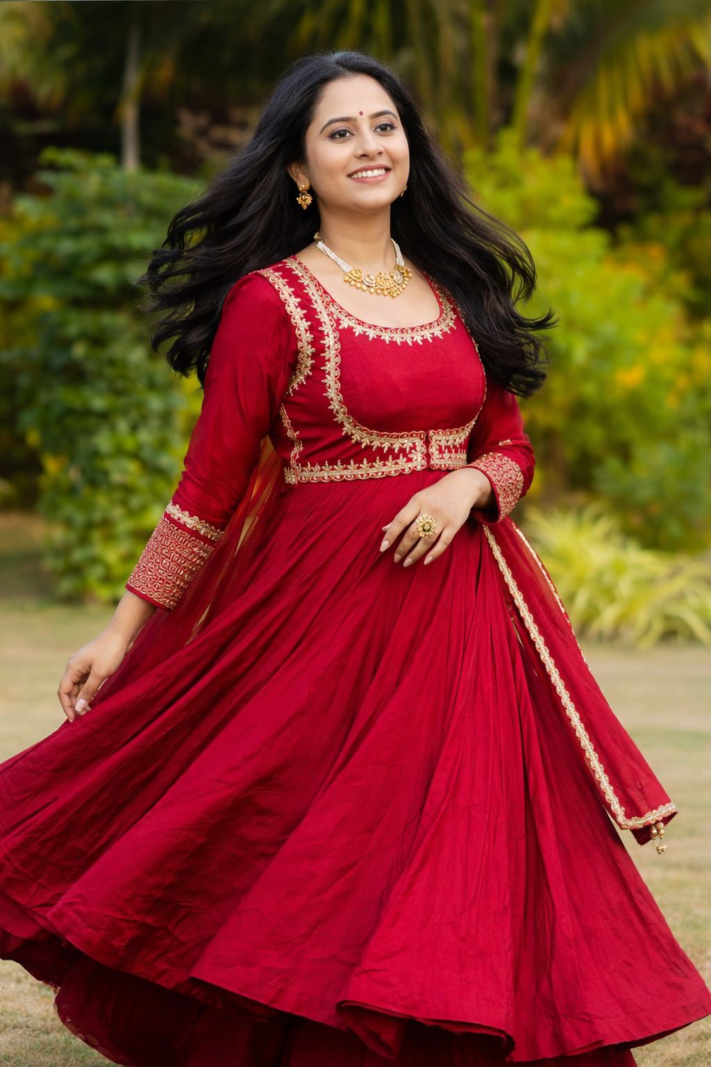 Wedding Wear Roman Silk Anarkali Suit with Palazzo & Dupatta