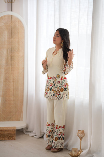 Magic Slub Cotton Floral Printed Kurta Pant Set