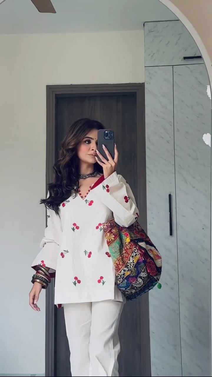 Heavy Cambric Cotton Embroidered Suit Set