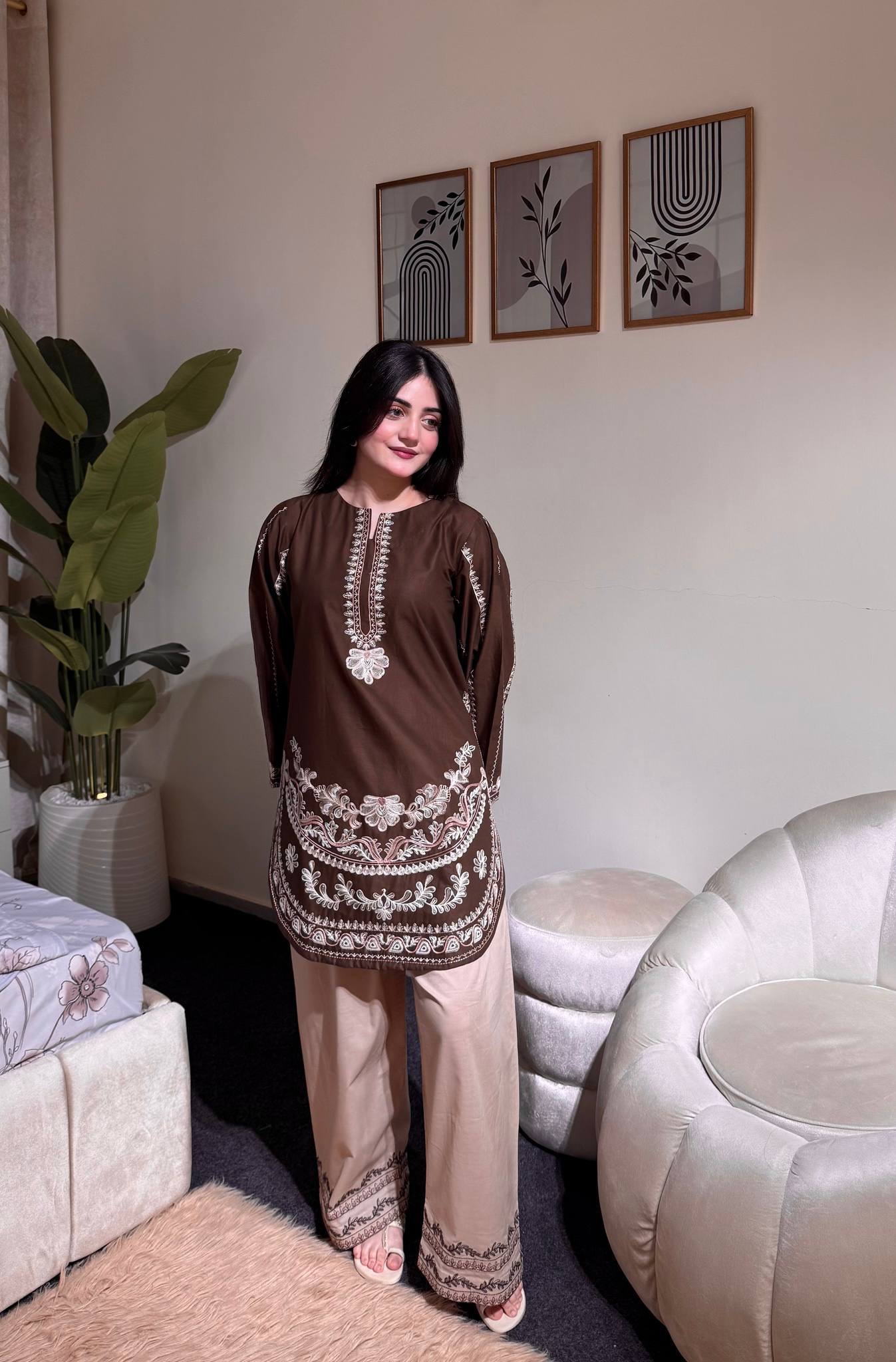 Royal Embroidered Roman Silk Farshi Palazzo Set