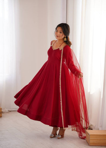 Royal RomanSilk Chanderi Anarkali Gown Set