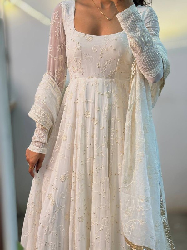 Elegant Designer Anarkali Suit in Heavy Georgette with Embroidery