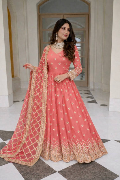 Elegant Party Wear Gown Set with Sequins Work
