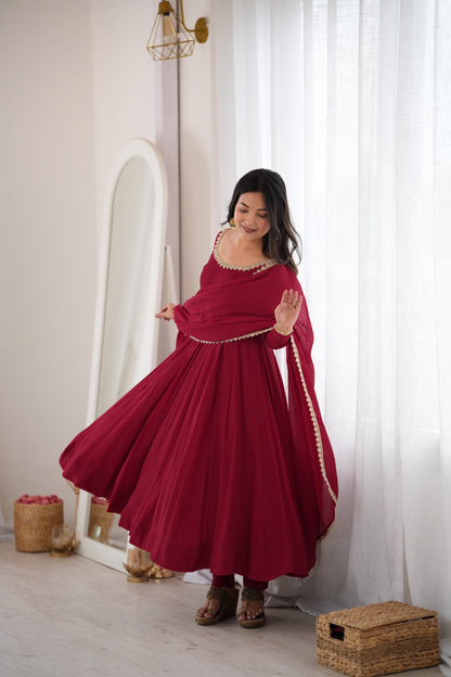 Heavy Mal Chanderi 16 Kali Anarkali Suit with Mirror Work Dupatta