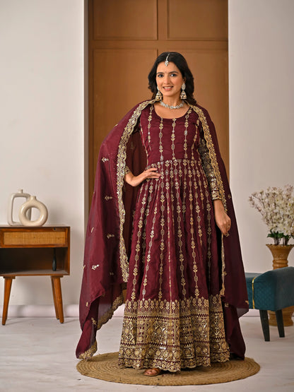 Designer Heavy Embroidered Kurta Palazzo Set with Rich Dupatta