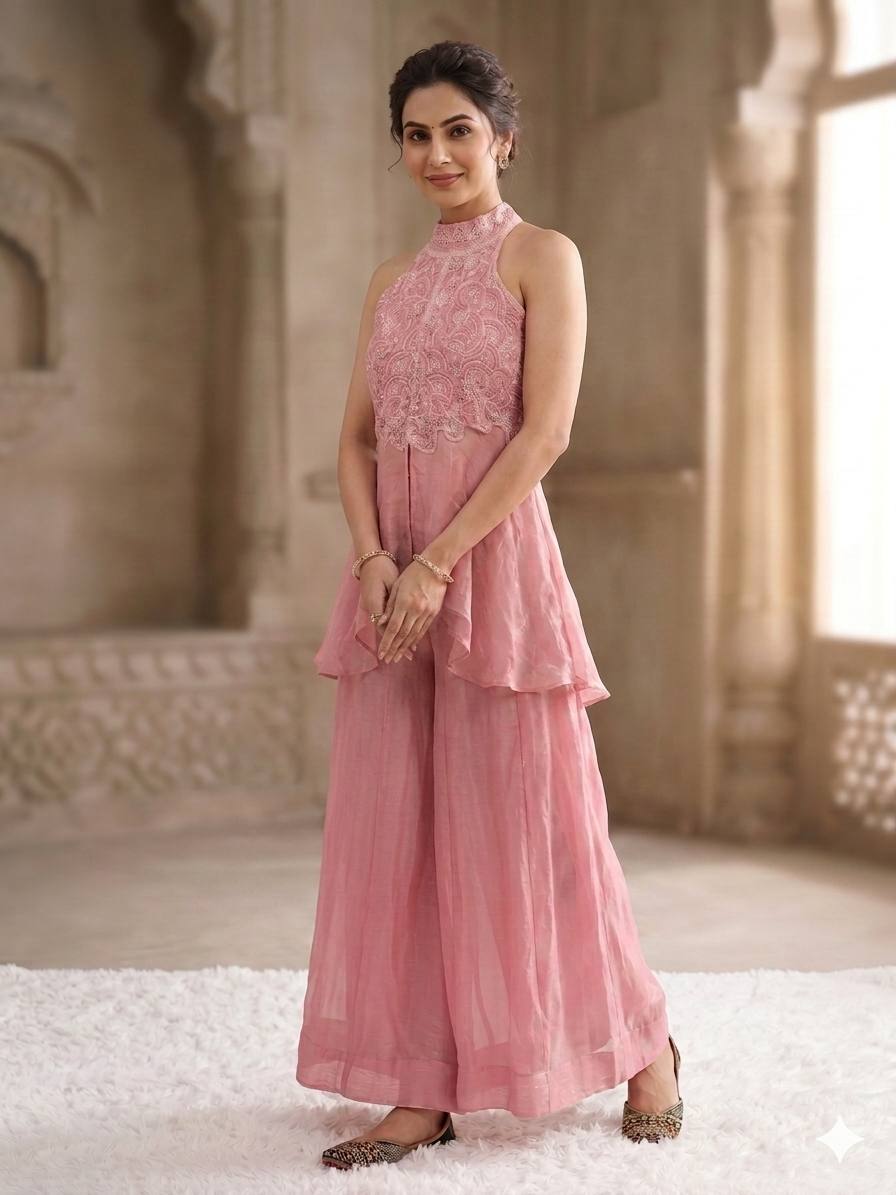 Luxury Fandy Crush Beads Work Sharara Co-Ord Set