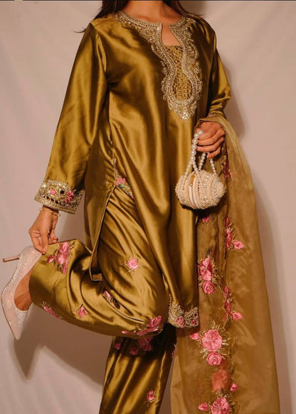 Luxury Crepe Silk Kurta Pant Set with Heavy Embroidery | Eid & Traditional Occasion Wear
