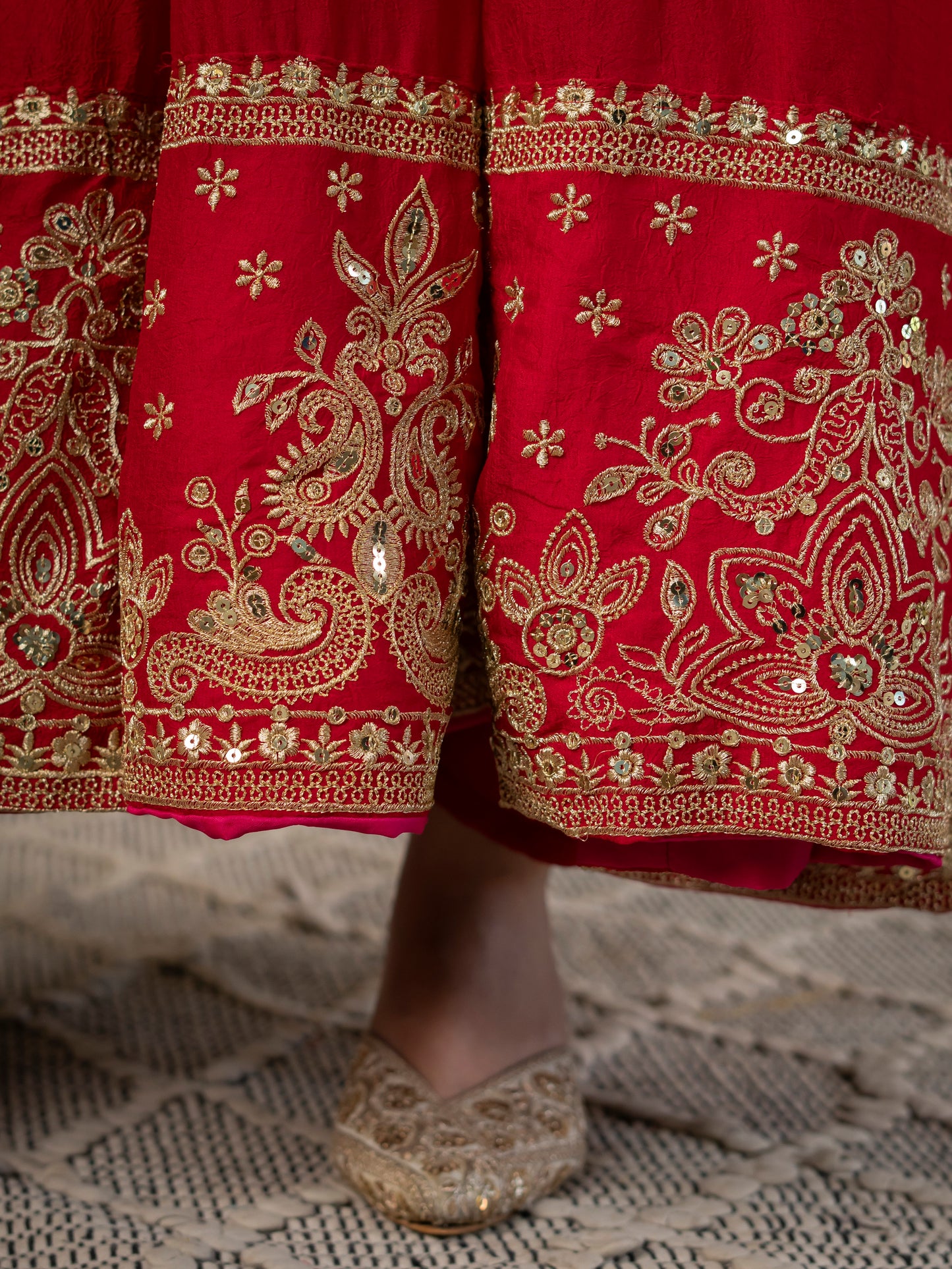 Heavy Rangoli Crush Embroidered Anarkali Suit Set with Pant & Dupatta