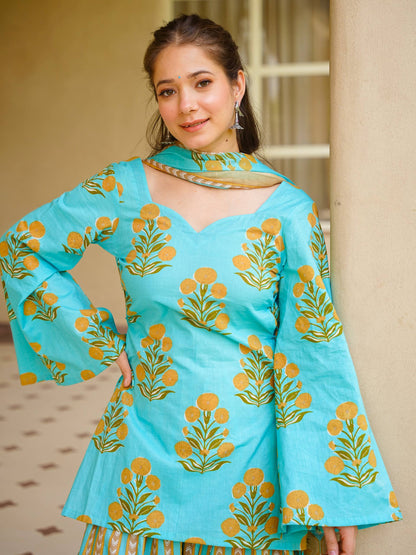 Designer Cambric Cotton Kurta Farshi Pant Co-Ord Set