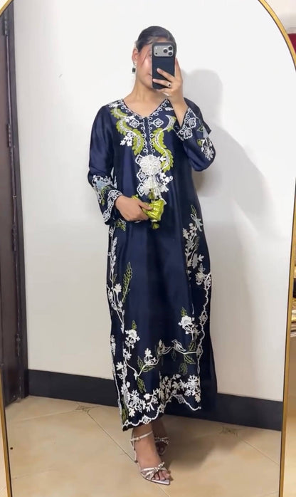 Designer Satin Rayon Kaftan Suit Set for Women