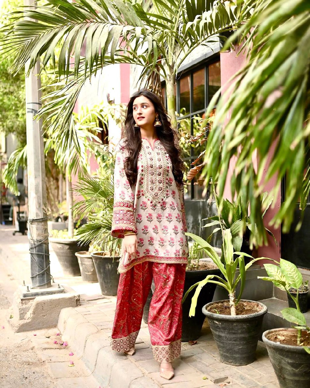 Elegant Digital Print Kurta Farshi Palazzo Set with Georgette Dupatta