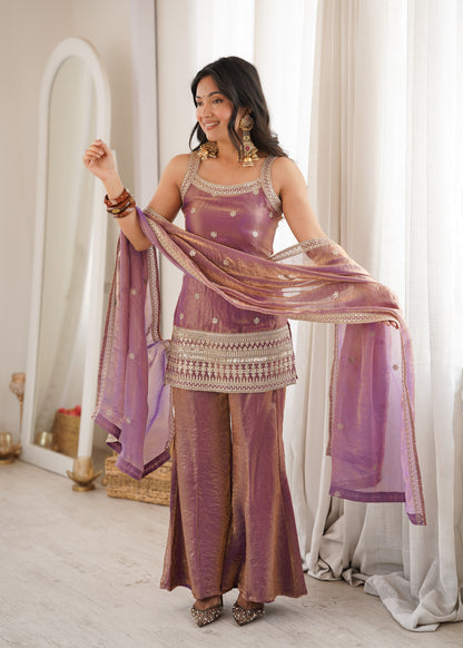 Women Trendy Silk Embroidery Sequence Dori Work Kurta Pant Dupatta Set