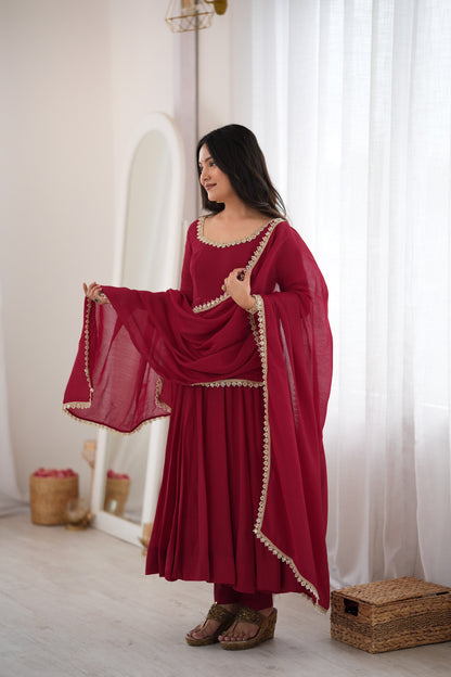 Heavy Mal Chanderi 16 Kali Anarkali Suit with Mirror Work Dupatta