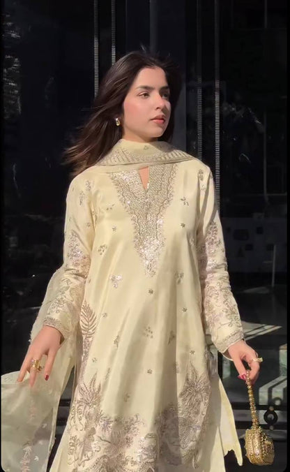 Festive Special Crepe Silk Suit with Heavy Sharara