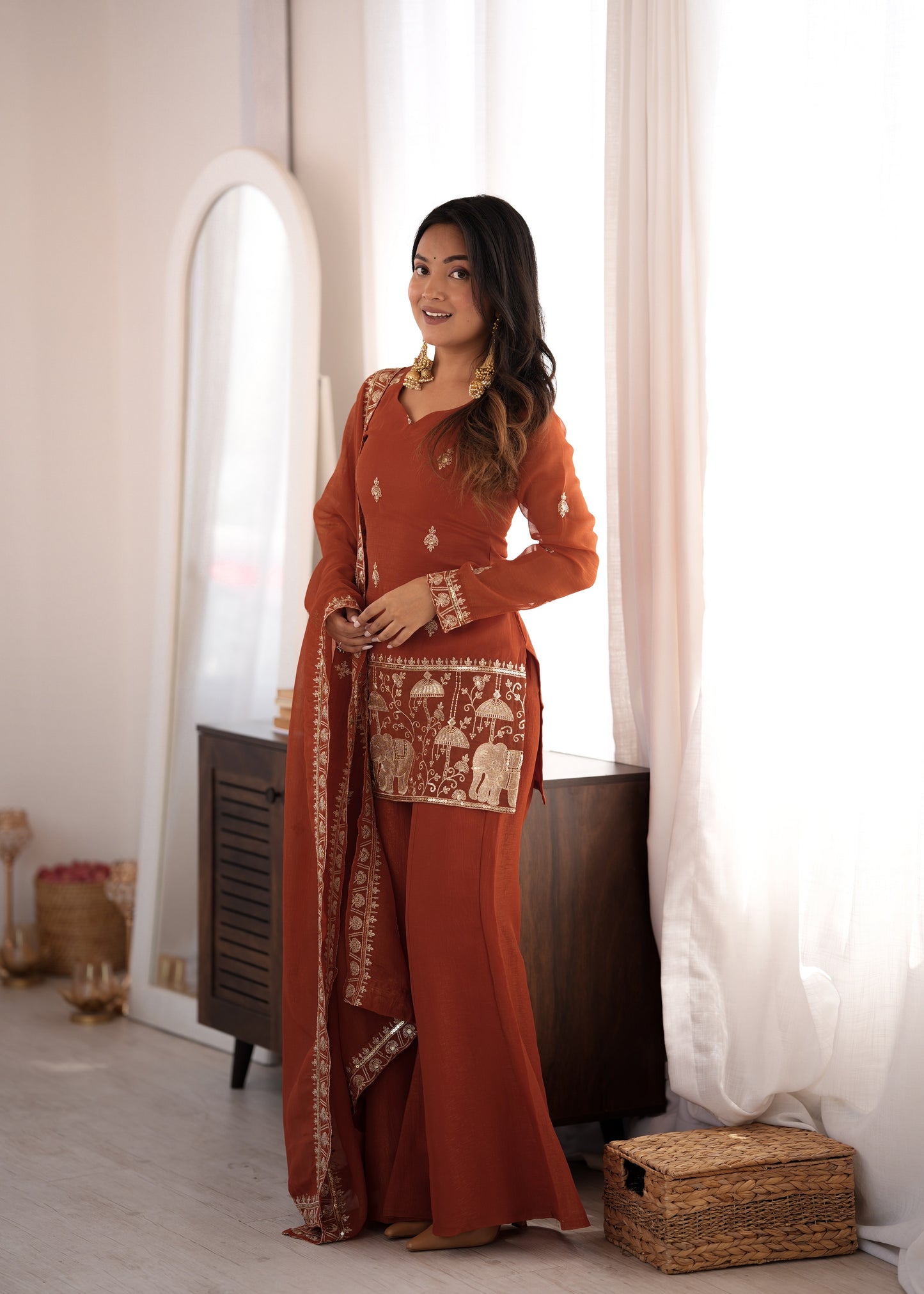 Premium Ethnic Crunchy Silk Kurta Set with Sequence Embroidery