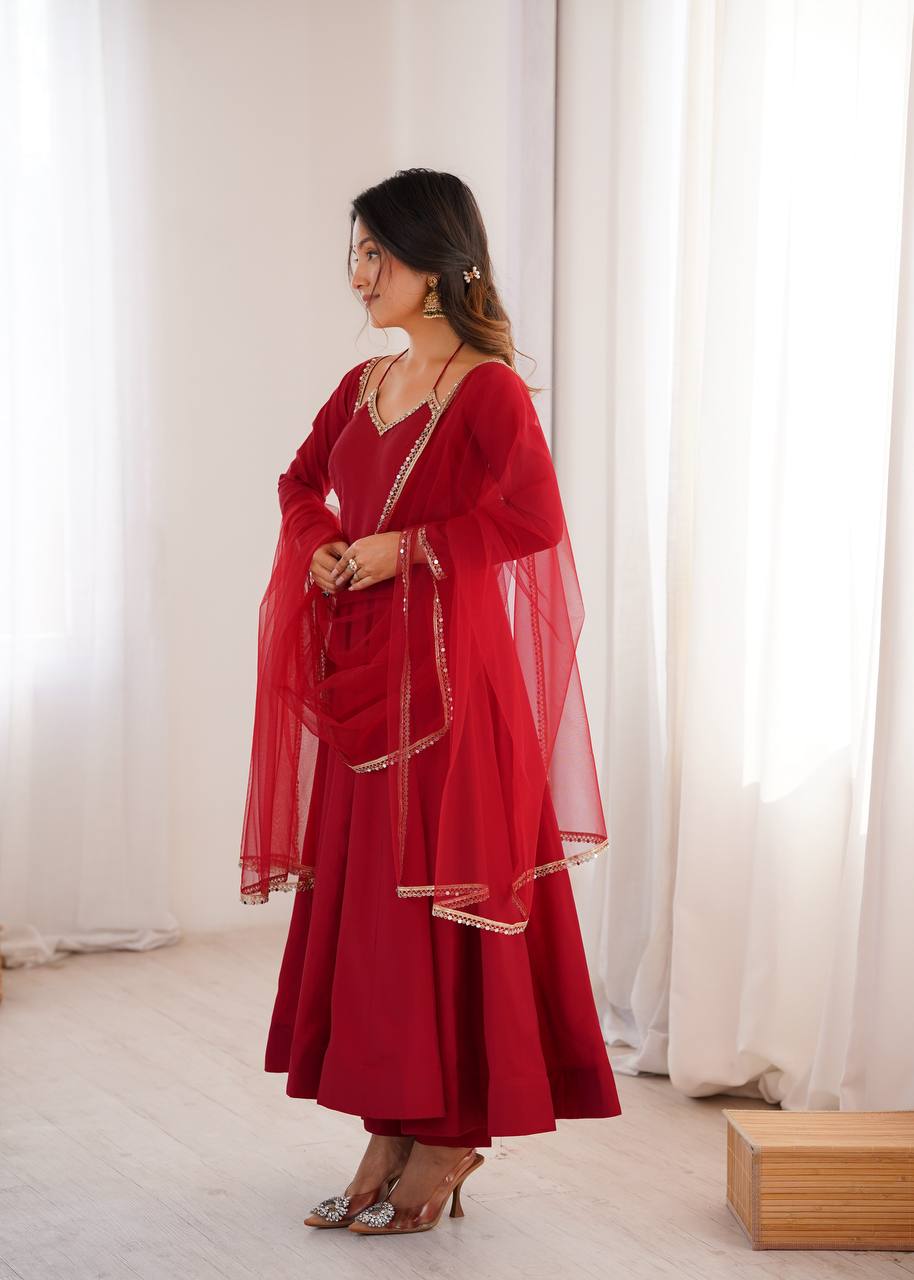Royal RomanSilk Chanderi Anarkali Gown Set