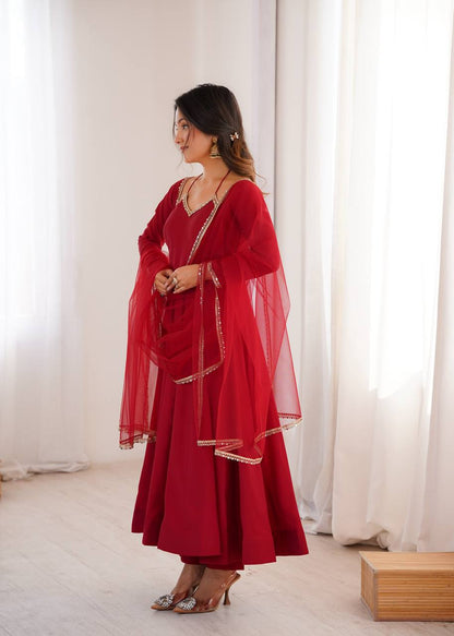 Royal RomanSilk Chanderi Anarkali Gown Set